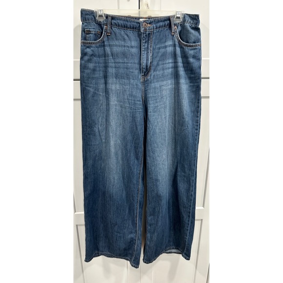 Wonderly Wide Leg Jeans Elastic Waist Casual Denim Pants‎ Women's Size 10 - Picture 1 of 6